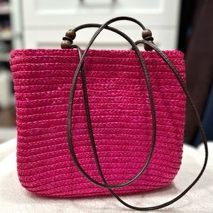 Fuchsia Pink Unbranded Straw Wheat Shoulder Bag